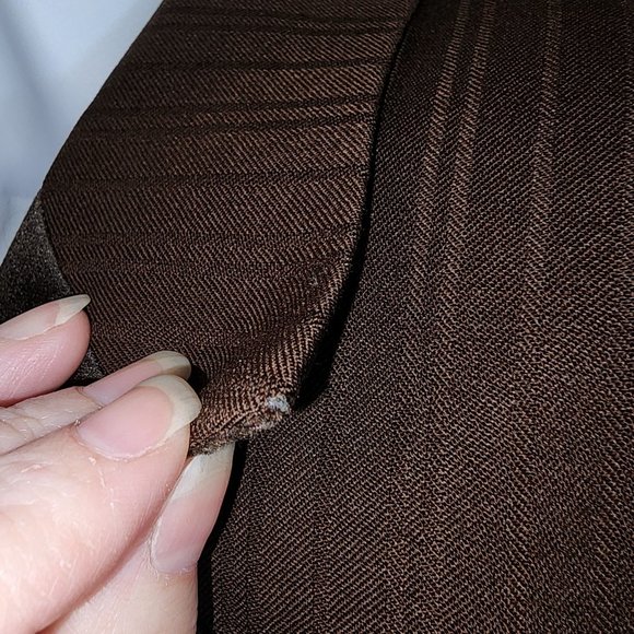 Men's Stephen Geoffrey 100% Worsted Wool Brown Striped Blazer Tux Jacket 44XL - Picture 4 of 8